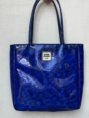 Opening Ceremony Mini PVC Blue Tortoise Tote Printed North South Top Handle Bag